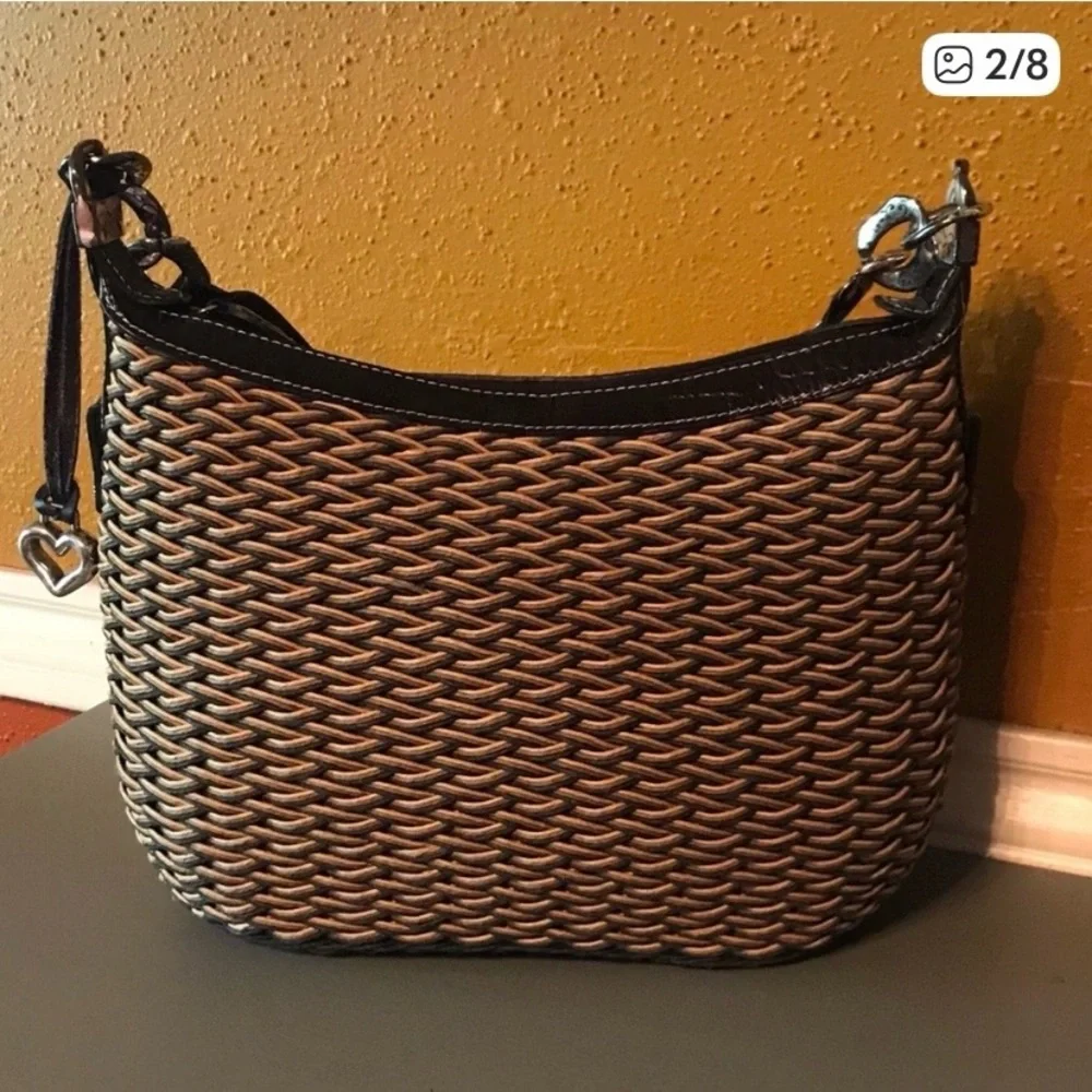 BRIGHTON Vintage Edna Woven Straw Hobo‎ Bag